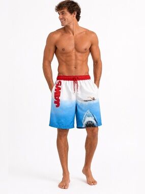 JAWS Men's Swim Trunks with Mesh Lining, Elastic Waistband, Drawstring New